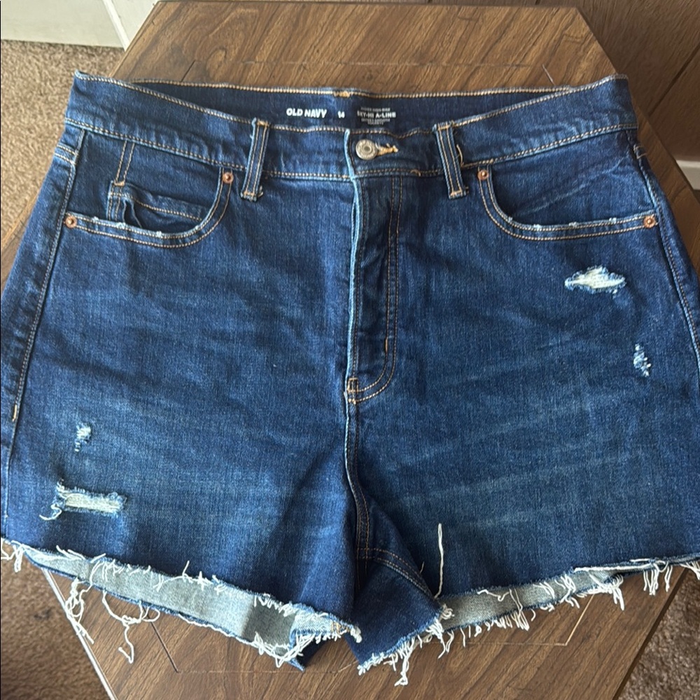 Old Navy Blue Jean Shorts Distressed Cut-Off Style